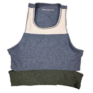 Outdoor Voices Tri-Tone Slash Back Crop Sports Bra Size Small Yogo Workout